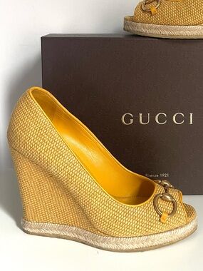 AUTHENTIC GUCCI YELLOW WEDGES